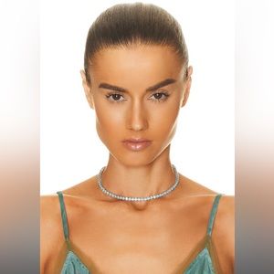 Brand New Aminah Muaddi Tennis Necklace in Aquamarine